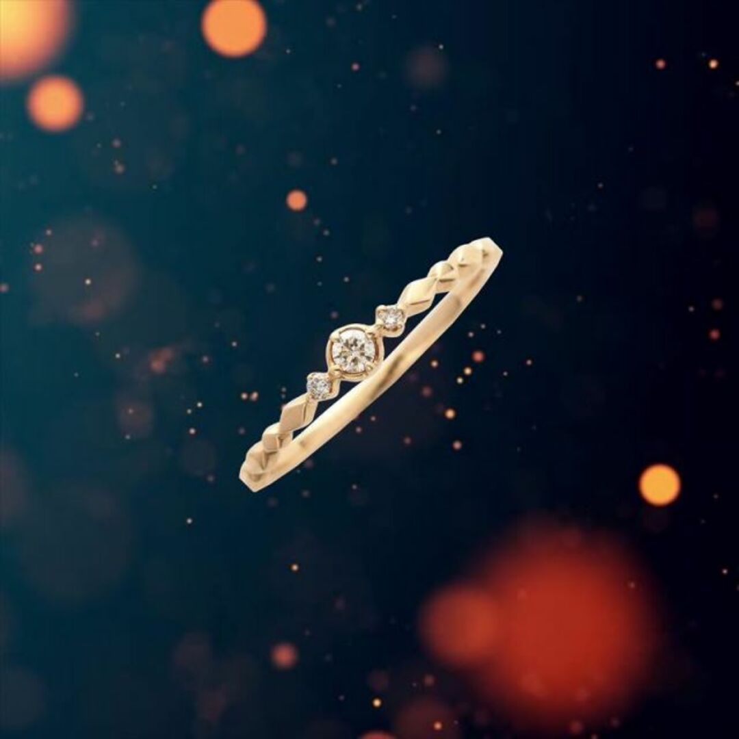 Meteore2021 メテオール K10 イエローゴールド YG ムーンストーン 0.01ct ダイヤモンド ピンキーリング #3 レディースのアクセサリー(リング(指輪))の商品写真