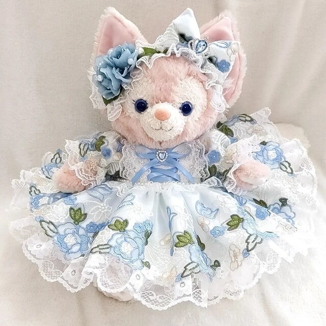 1126.リーナベルコスチューム☆Sサイズ用☆水色白お花のホワイト 1126.リーナベルコスチューム☆Sサイズ用☆水色白お花のホワイト
