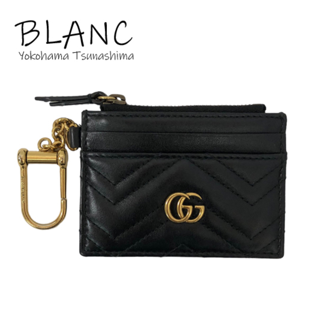 グッチ GGマーモント キーチェーン付き ウォレット レザー ブラック GUCCI 横浜BLANC