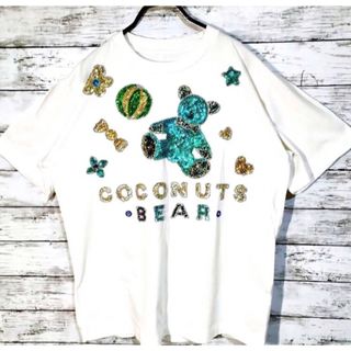 美品 一点物 デザイナーズ 半袖 Tシャツ 刺繍 ラメ ブルー 青 M L XL(Tシャツ(半袖/袖なし))