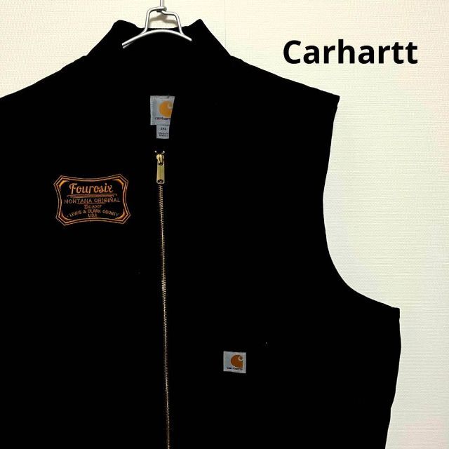 Carhartt ダックベスト ブラック メキシコ製 刺繍ロゴ XL ワーク系-