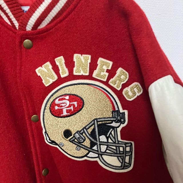 80s usa製 NFL ウールスタジャン 49ers 袖レザー バックロゴの通販 by