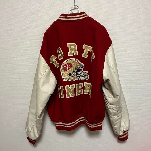 80s usa製 NFL ウールスタジャン 49ers 袖レザー バックロゴの通販 by