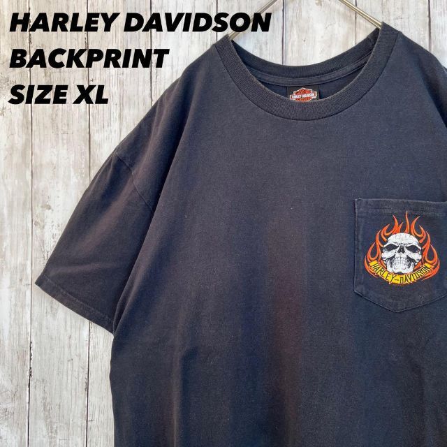 HARLEY DAVIDSONハーレーダビットソン　バックプリントTシャツXL黒メンズ