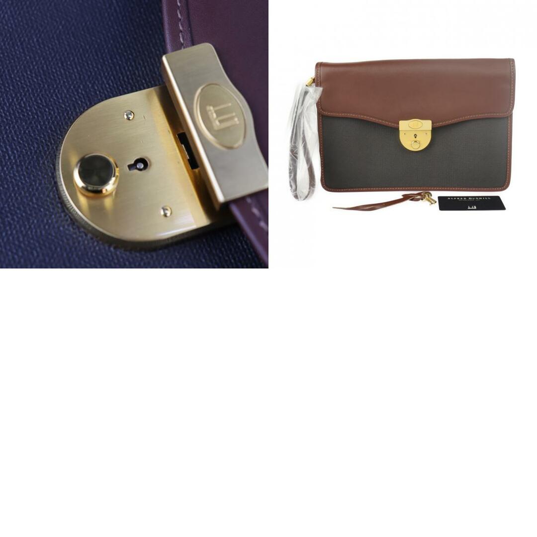 Dunhill ダンヒル セカンドバッグ PVC レザー チャコール系 ブラウン