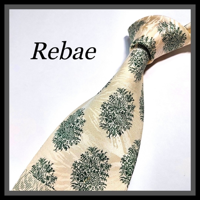 267【Rebae】ネクタイ 白×緑 メンズのファッション小物(ネクタイ)の商品写真