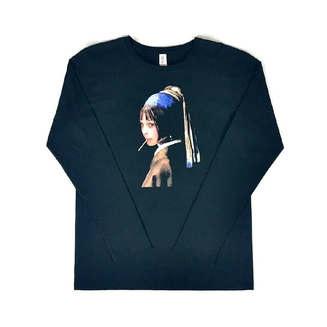 新品 LEON レオン マチルダ フェルメール 真珠の耳飾りの少女 黒 ロンT メンズのトップス(Tシャツ/カットソー(七分/長袖))の商品写真
