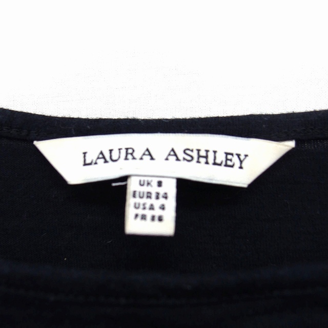 LAURA ASHLEY(ローラアシュレイ)のローラアシュレイ LAURA ASHLEY カットソー Tシャツ 七分袖 黒 レディースのトップス(その他)の商品写真