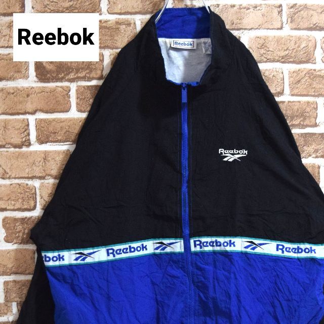 【90s】Reebok リーボック ナイロンジャケット L 青 黒