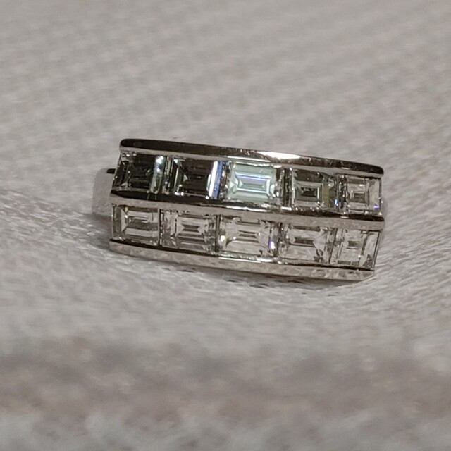 ファッションの Pt900 バゲットカットダイヤモンド1.90ctリング10.12g   リング(指輪)