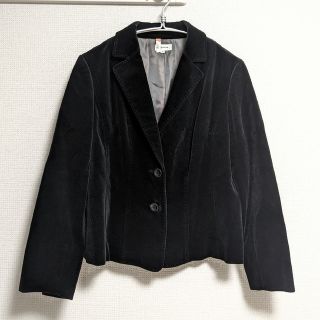 エンスウィート(ensuite)のエンスウィート　ジャケット　ベロア　黒　ブラック　韓国風　人気　美品　長袖　冬服(テーラードジャケット)