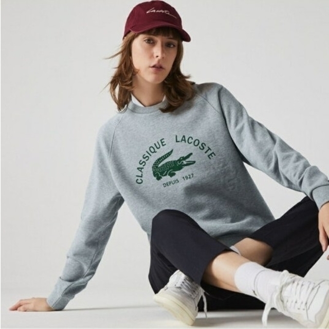 ☆LACOSTE クラシッククロック ロゴ プリント スウェット トレーナー