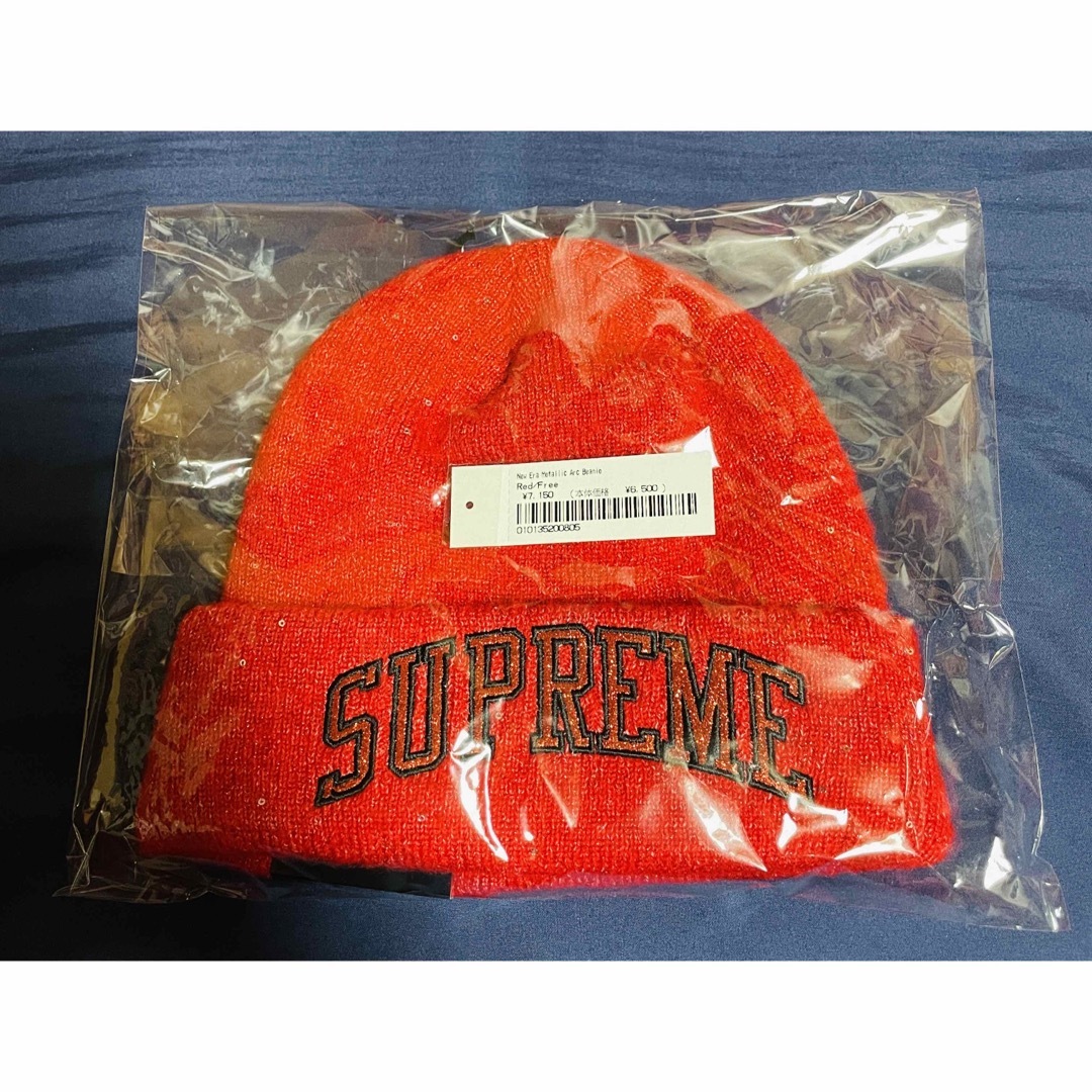 Supreme New Era Metallic Arc Beanie Redニット帽/ビーニー