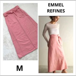 エメルリファインズ(EMMEL REFINES)のEMMELREFINES サッシュベルト ステッチ ロングスカート 麻(ロングスカート)