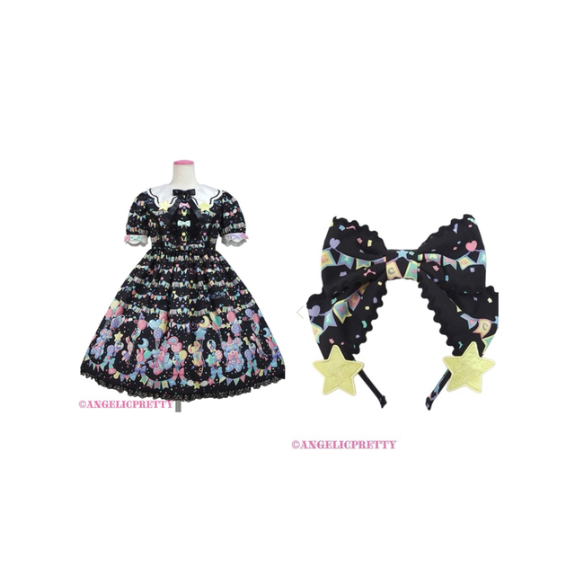 ボトムスス単品 angelic pretty happy garland ワンピースカチューシャ