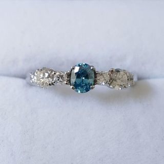 ブルーダイヤモンド リング Pt900 0.297ct 0.55ct 3.6g(リング(指輪))