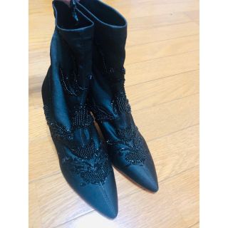 ザラ(ZARA)のZARA  ビーズワーク刺繍ストレッチブーツ(ブーツ)