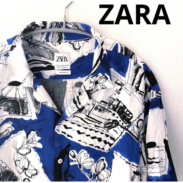 ZARA(ザラ)のZARA 総柄シャツ　半袖　レーヨン100% XLサイズ　ザラ メンズのトップス(シャツ)の商品写真