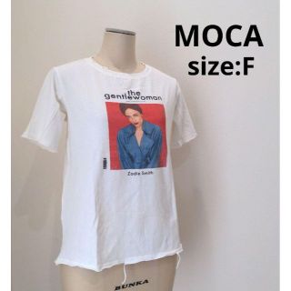 セレクトモカ(SELECT MOCA)のモカ moca プリント ダメージ加工 Ｔシャツ レディース F ホワイト 白(Tシャツ(半袖/袖なし))