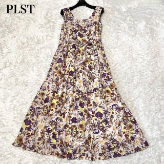 プラステ(PLST)のプラステ　ワンピース  マキシ丈　ボタニカル柄　ボリュームフレア　ウエスト紐(ロングワンピース/マキシワンピース)