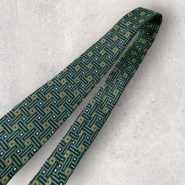 LANVIN(ランバン)の美品 LANVIN ランバン ジャガード 小紋柄 ネクタイ グリーン 緑 パネル メンズのファッション小物(ネクタイ)の商品写真