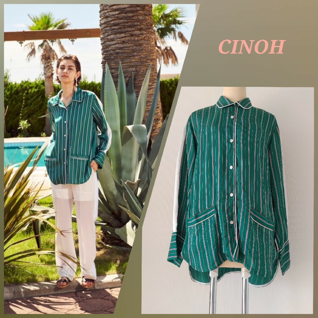 CINOH - チノ CINOH ストライプレーヨンシャツ ブラウス 長袖の通販 by