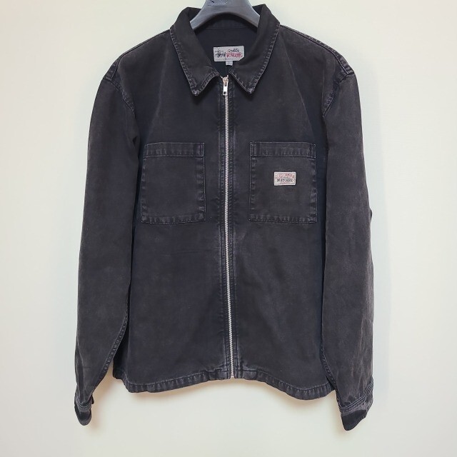 【新品】STUSSY WASHED CANVAS ZIP SHIRT Lサイズ