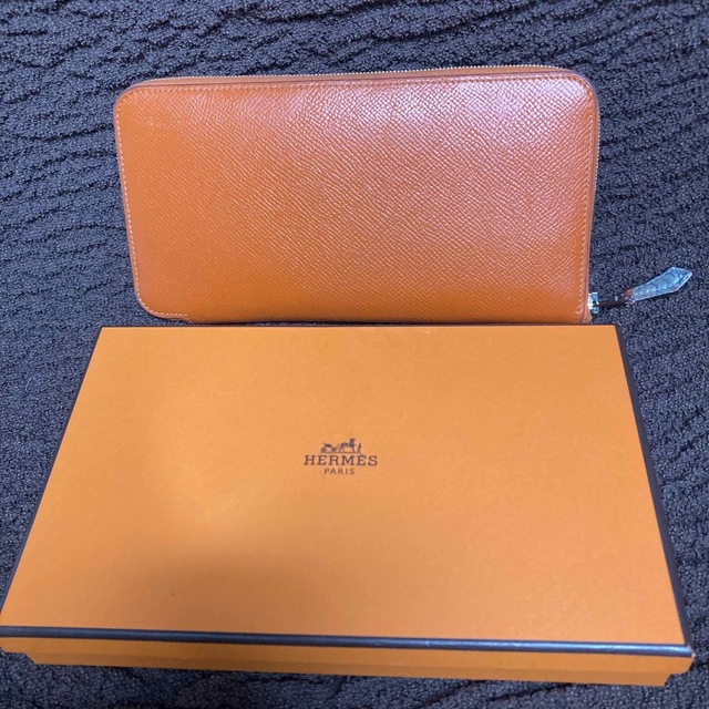 ふるさと割】 - Hermes エルメス 長財布 オレンジ ラウンドファスナー
