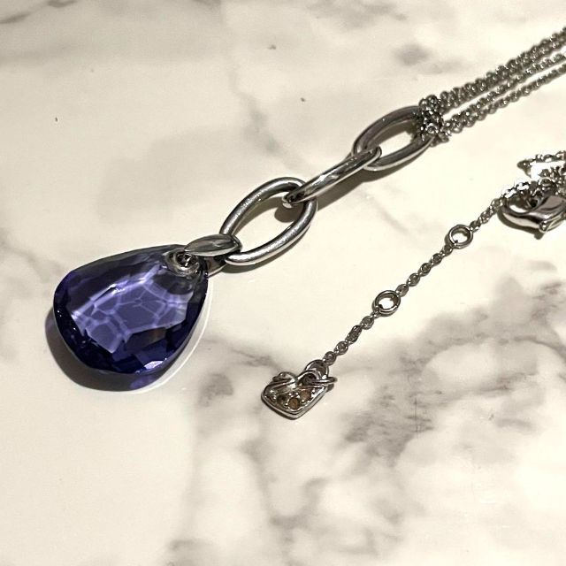 【美品】SWAROVSKI スワロフスキー ネックレス ディアドロップ ブルー系