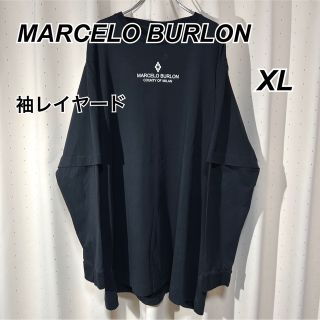 マルセロブロン(MARCELO BURLON)のマルセロブロン 袖レイヤードカットソー スカルサーペント 黒(Tシャツ/カットソー(七分/長袖))