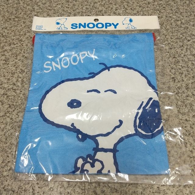 SNOOPY(スヌーピー)のスヌーピー SNOOPY 巾着 スマイル ブルー エンタメ/ホビーのおもちゃ/ぬいぐるみ(キャラクターグッズ)の商品写真