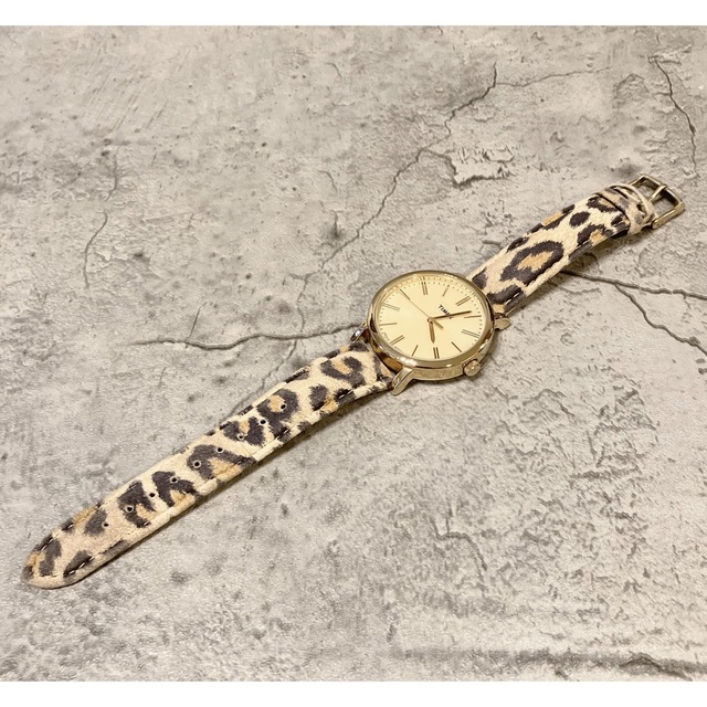 TIMEX(タイメックス)の美品 稼動品 TIMEX タイメックス ブラック ヒョウ柄 豹柄 腕時計 レディースのファッション小物(腕時計)の商品写真
