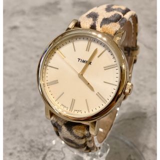 タイメックス(TIMEX)の美品 稼動品 TIMEX タイメックス ブラック ヒョウ柄 豹柄 腕時計(腕時計)