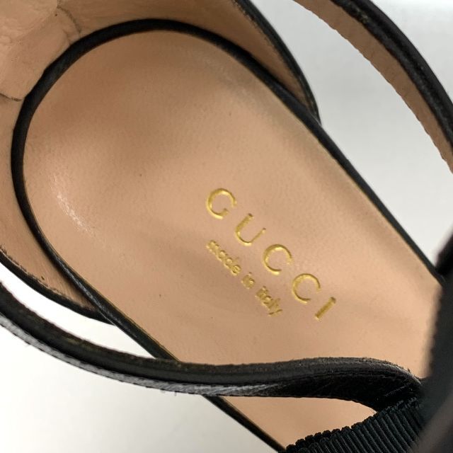 Gucci - 6370 グッチ レザー リボン パール パンプス ブラックの通販