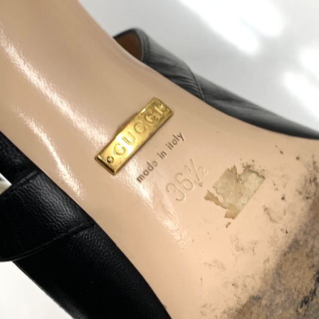 Gucci - 6370 グッチ レザー リボン パール パンプス ブラックの通販