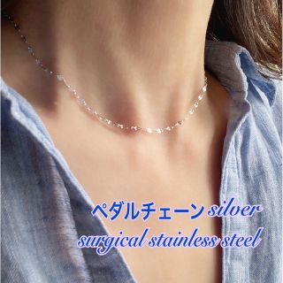 ＊ペダルチェーン アジャスター付き＊ステンレスネックレス/金属アレルギー対応(ネックレス)