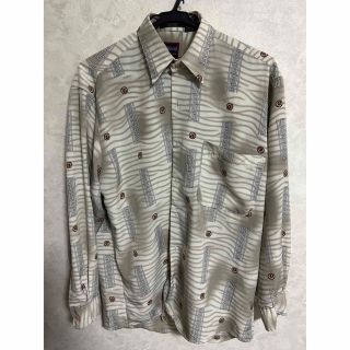 M⭐︎古着 長袖 シャツ メンズ  柄シャツ シルク 中古  トップス(シャツ)