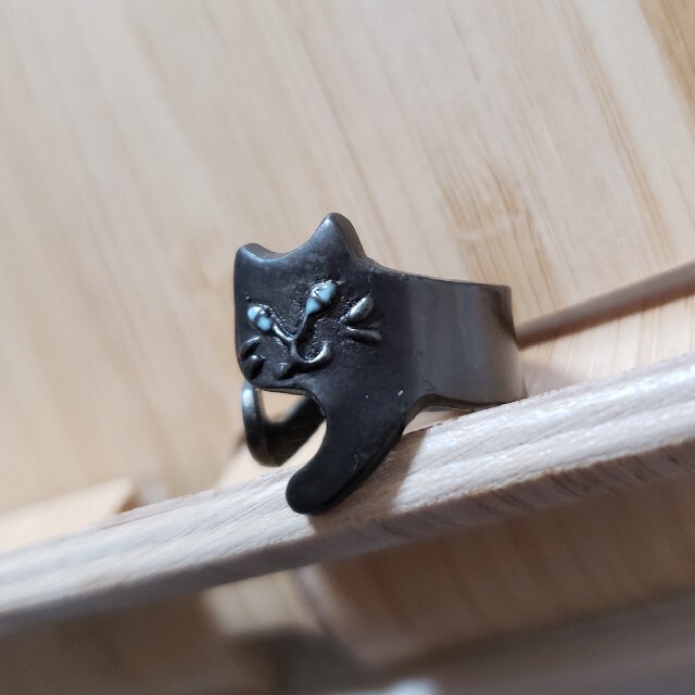 KAZA(カザ)のクロネコ 黒ねこ くろねこ リング 指輪 値下げ レディースのアクセサリー(リング(指輪))の商品写真