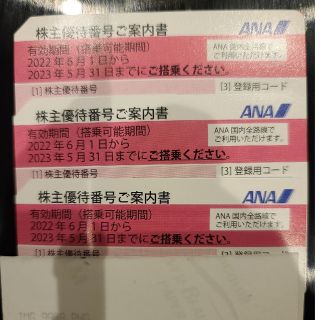 エーエヌエー(ゼンニッポンクウユ)(ANA(全日本空輸))のANA 株主優待券 3枚セット 国内線　全日空(その他)