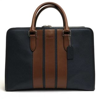 コーチ／COACH バッグ ブリーフケース ビジネスバッグ 鞄 ビジネス メンズ 男性 男性用レザー 革 本革 ネイビー 紺  F72308 Bond Brief ボンド ブリーフ ストライプ シボ革 シュリンクレザー ノートPC収納可