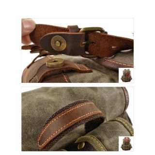 ヴィンテージ リュック 青緑 レザー 登山 バックパック レトロ 撥水