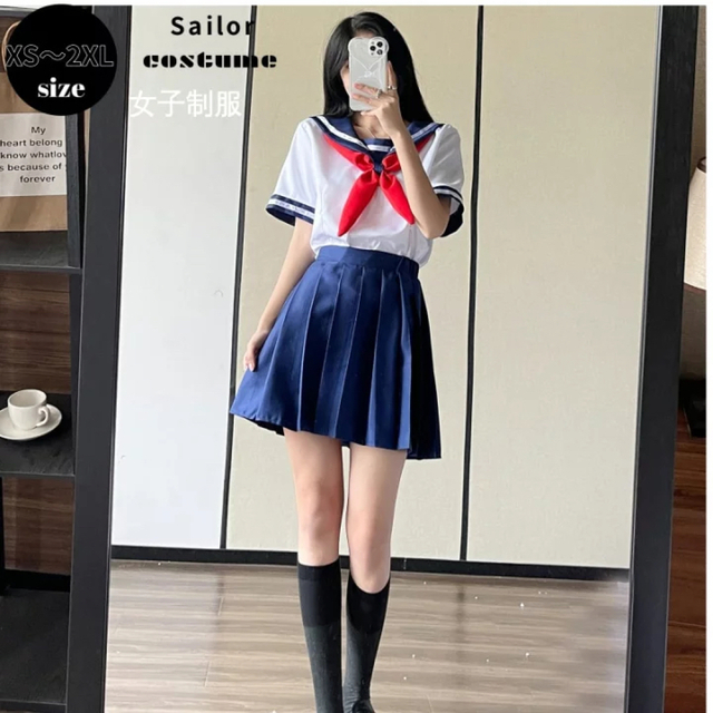 JK制服 セーラー服  スカート女子高校制服 セットアップ コスプレ グレー M