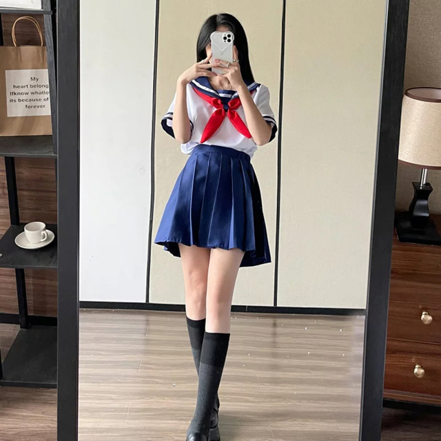 コスプレ セーラー服 マリン 水兵 海兵 ミニスカート 制服 女子高生