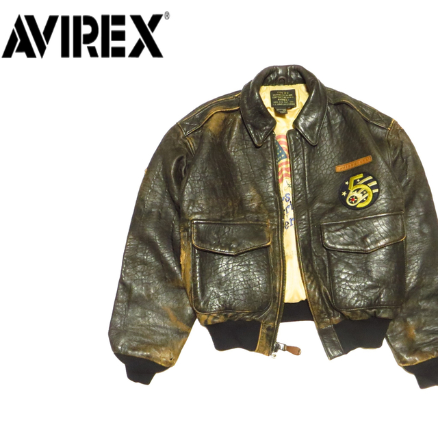 AVIREX A-2 フライトジャケット レザージャケット レア ワッペン