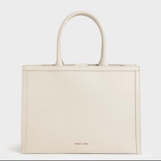 チャールズアンドキース(Charles and Keith)のCHARLES & KEITH ラージダブルハンドル トート cream(トートバッグ)