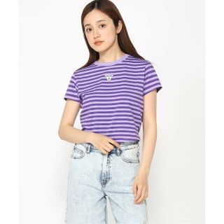 ゲス(GUESS)の【パープル(F43M)】(W)Eco Striped Baby Tee(カットソー(長袖/七分))