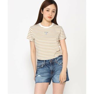 ゲス(GUESS)の【ホワイト(F0J3)】(W)Eco Striped Baby Tee(カットソー(長袖/七分))