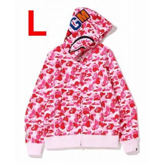 A BATHING APE   Lサイズ ABC CAMO SHARK FULL ZIP HOODIE ピンクの