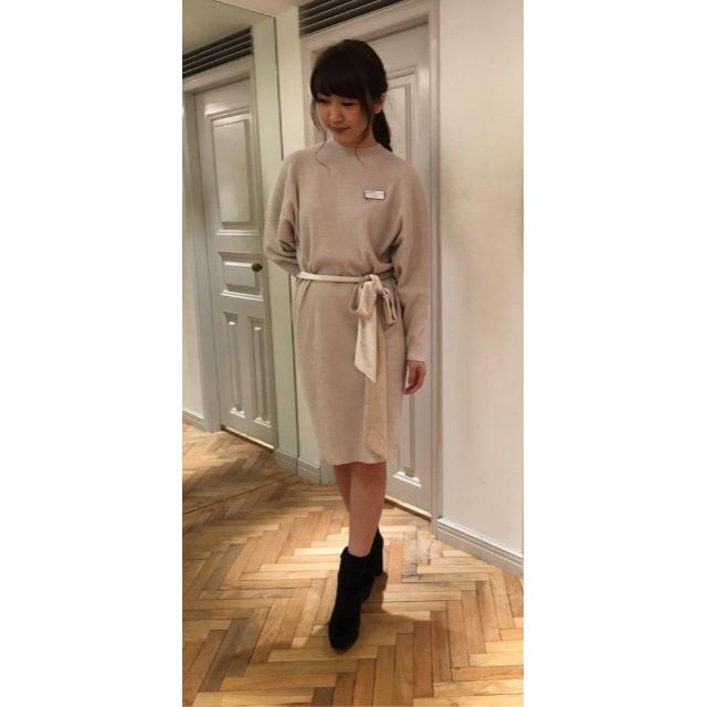 SNIDEL リブ ニットワンピース ベロア ウエストマーク