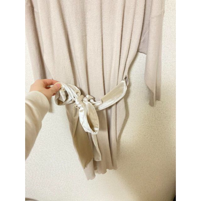 SNIDEL リブ ニットワンピース ベロア ウエストマーク